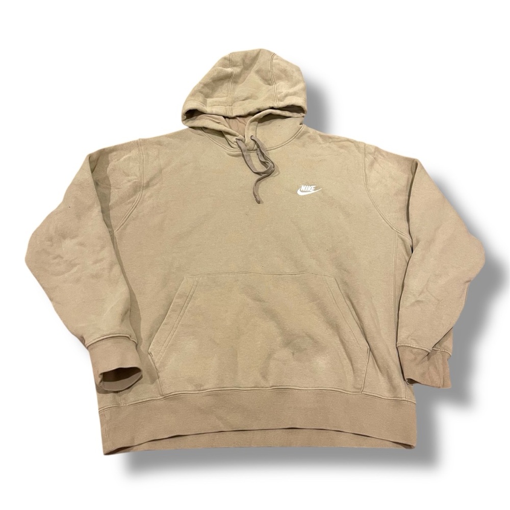 Nike nude beige drawstring hoodie with pocket sz LARGE women’s